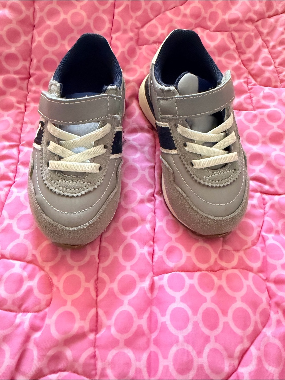 Polo Ralph Lauren Kids Grey Athletic Sneakers with Navy Accent